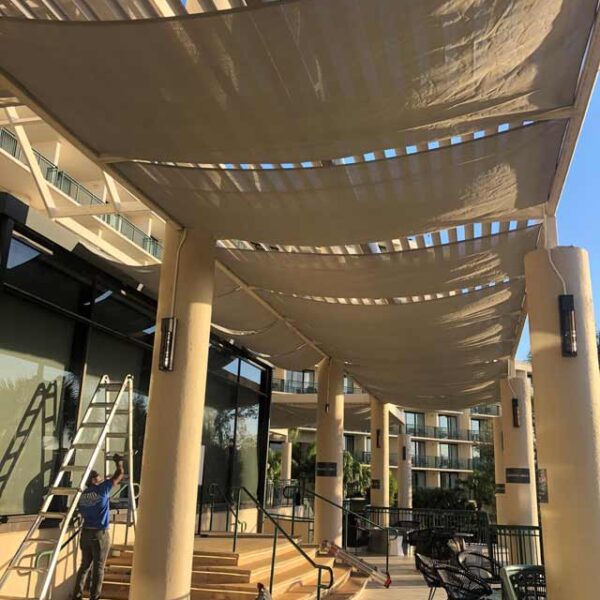 Custom shade fabric on a pergola