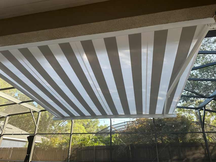Retractable awnings.